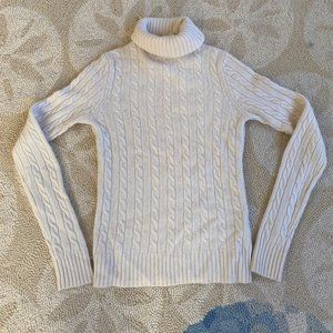 JCREW Cashmere & Wool White Turtleneck Sweater XS